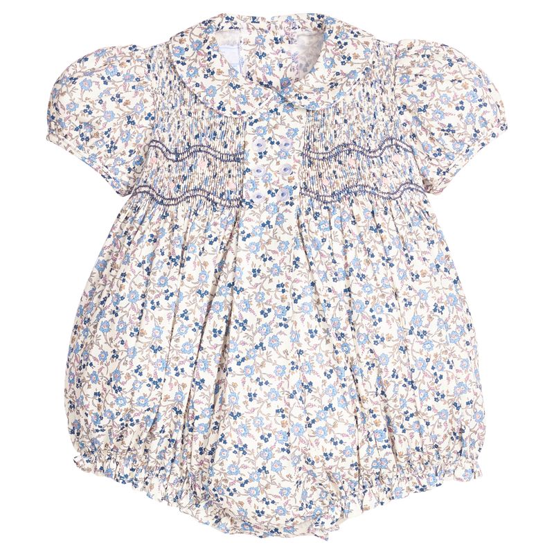 Little English Smocked Bridget Bubble- Wisteria Floral