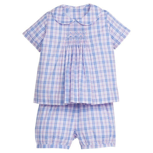 Little English Chest Smocked Short Set- Albany Plaid