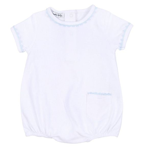 Magnolia Baby Baby Joy Embroidered Short Sleeve Bubble- Blue