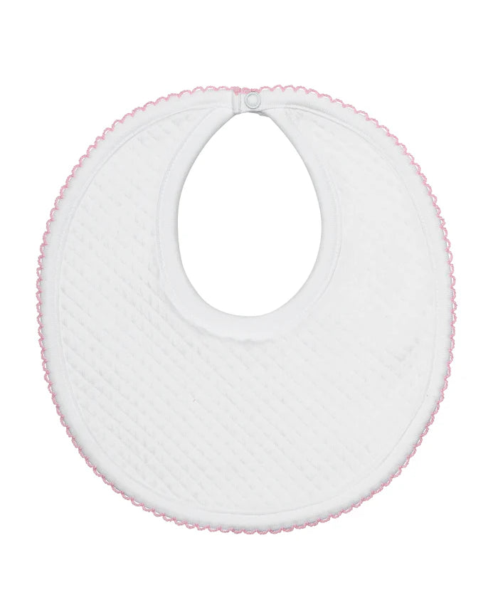 Nellapima Milano Baby Bib- Pink Picot Trim