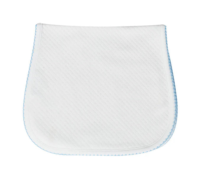 Nellapima Milano Baby Burp Cloth- Blue Picot Trim