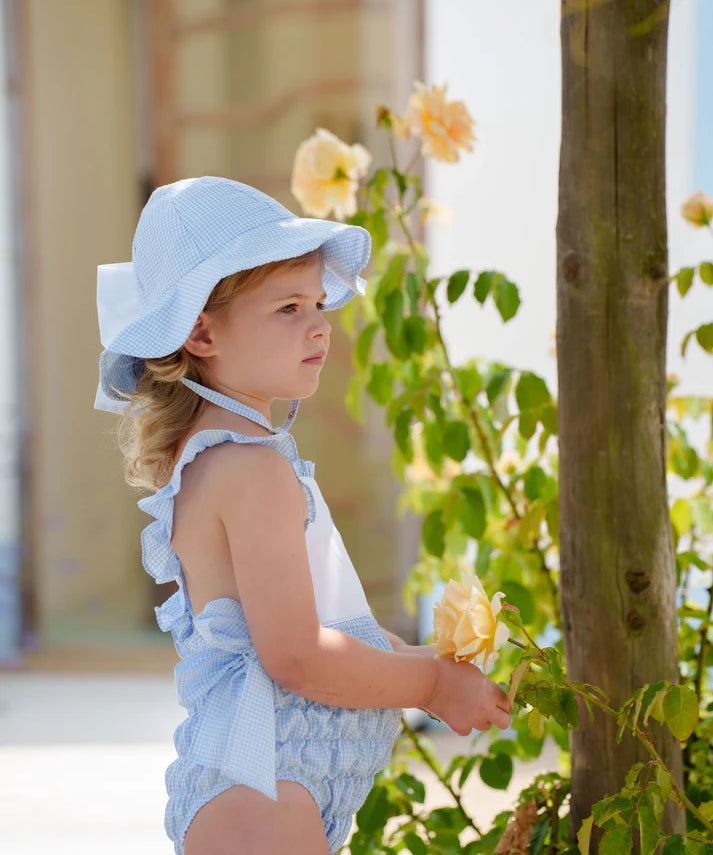 Mini Blue Gingham Sunny Hat