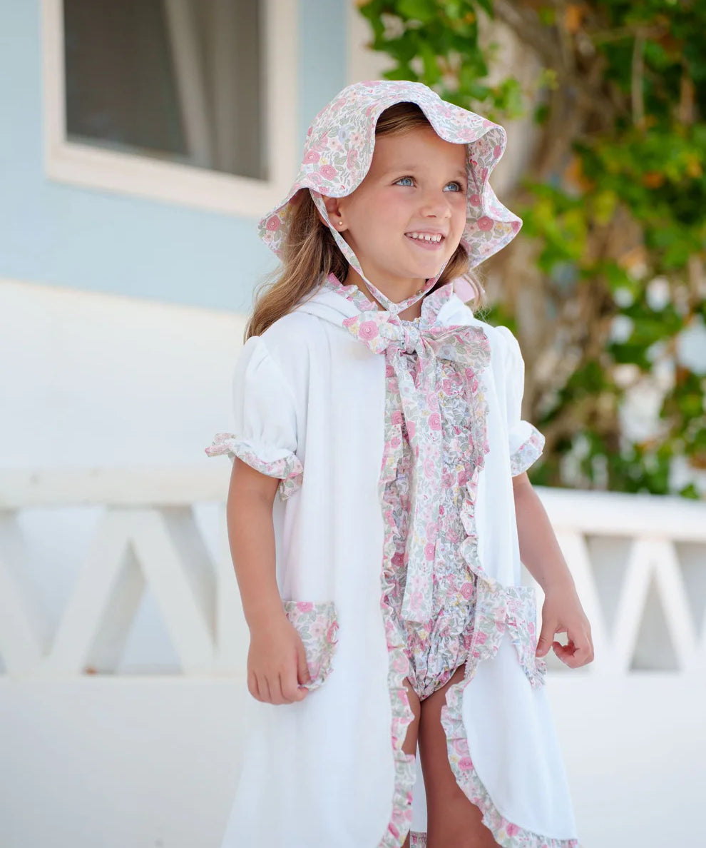 Pink Floral Lycra Sunny Hat