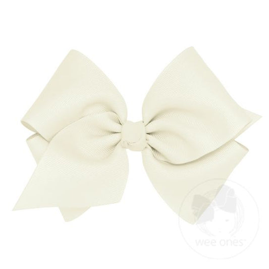 Wee Ones Mini King Classic Grosgrain Bow- Antique White 
