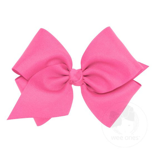 Wee Ones Mini King Classic Grosgrain Bow- Hot Pink