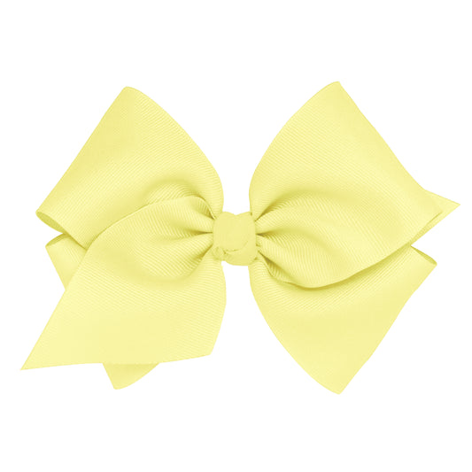 King Grosgrain Hair Bow with Center Knot - Light Yellow