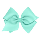 King Grosgrain Hair Bow with Center Knot - New Aqua