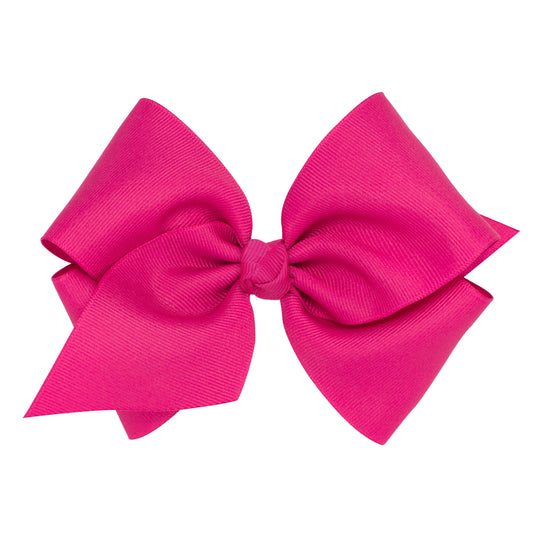 King Grosgrain Hair Bow with Center Knot - Shocking Pink