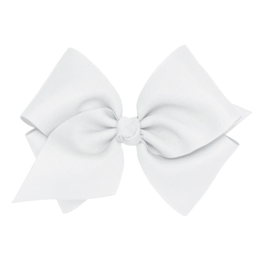 King Grosgrain Hair Bow with Center Knot - White