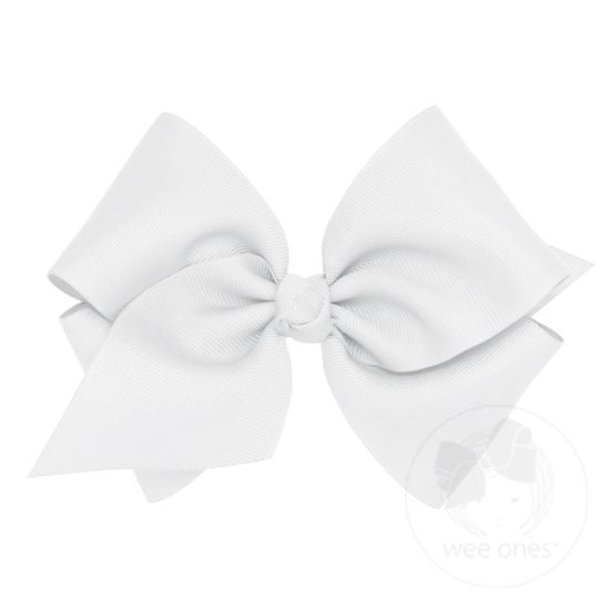 Wee Ones Mini King Classic Grosgrain Bow- White