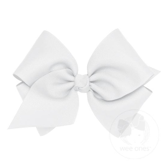 Wee Ones Mini King Classic Grosgrain Bow- White