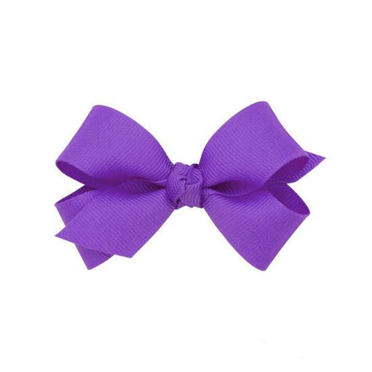 Wee Ones Mini Grosgrain Hair Bow with Center Knot - Purple