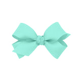 Mini Grosgrain Hair Bow with Center Knot - New Aqua