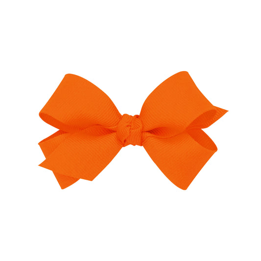 Mini Grosgrain Hair Bow with Center Knot - Orange