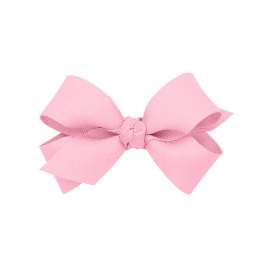 Mini Grosgrain Hair Bow with Center Knot - Pearl Pink