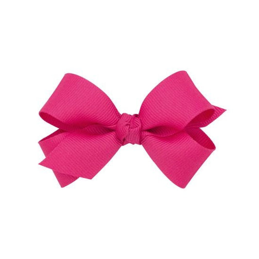Wee Ones Mini Grosgrain Hair Bow with Center Knot - Shocking Pink