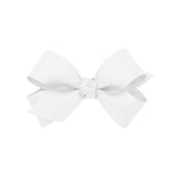 Mini Grosgrain Hair Bow with Center Knot - White