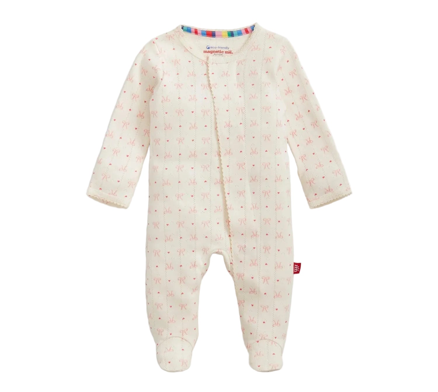 Magnetic Me Magnetic Footie- Heart & Bow Pointelle