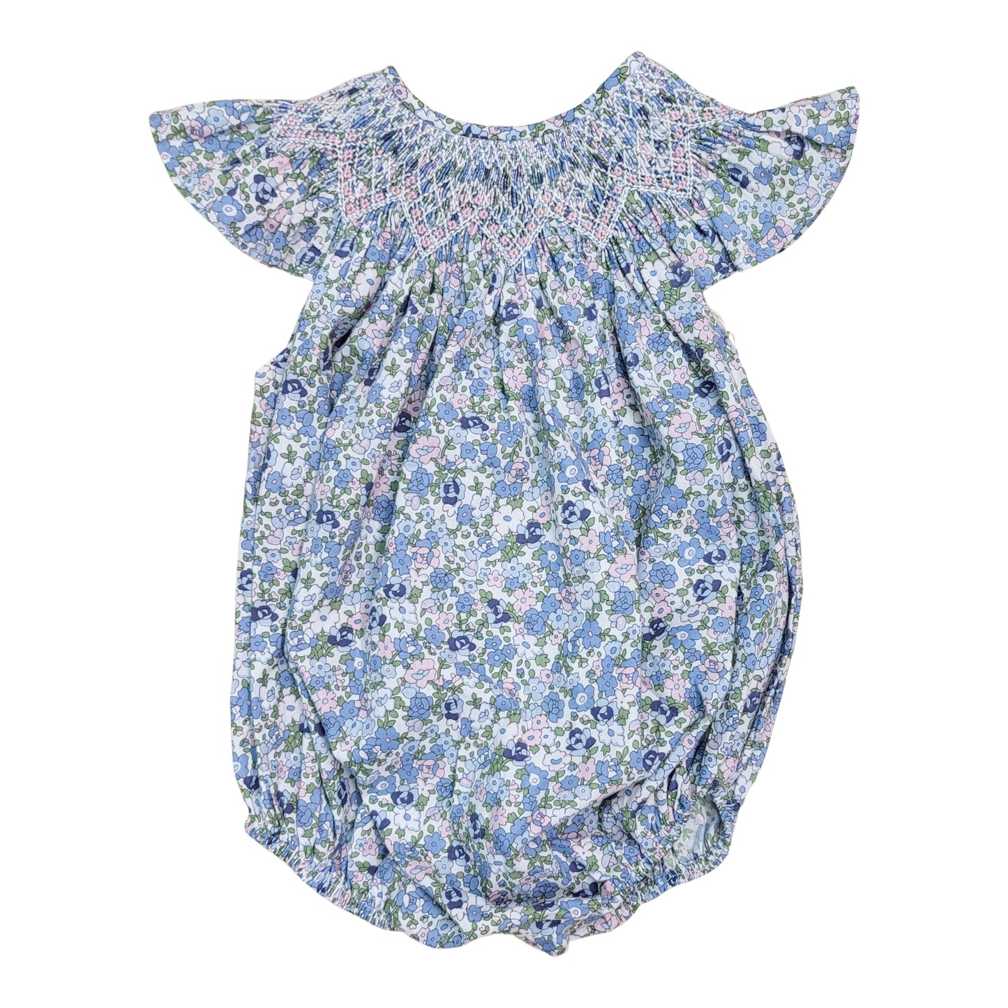 Sweet Dreams Maya Blue Floral Smocked Bubble