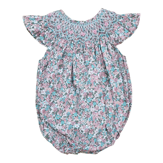 Sweet Dreams Pamela Pink and Mint Floral Smocked Bubble