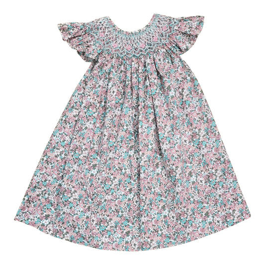 Sweet Dreams Pamela Pink and Mint Floral Smocked Dress