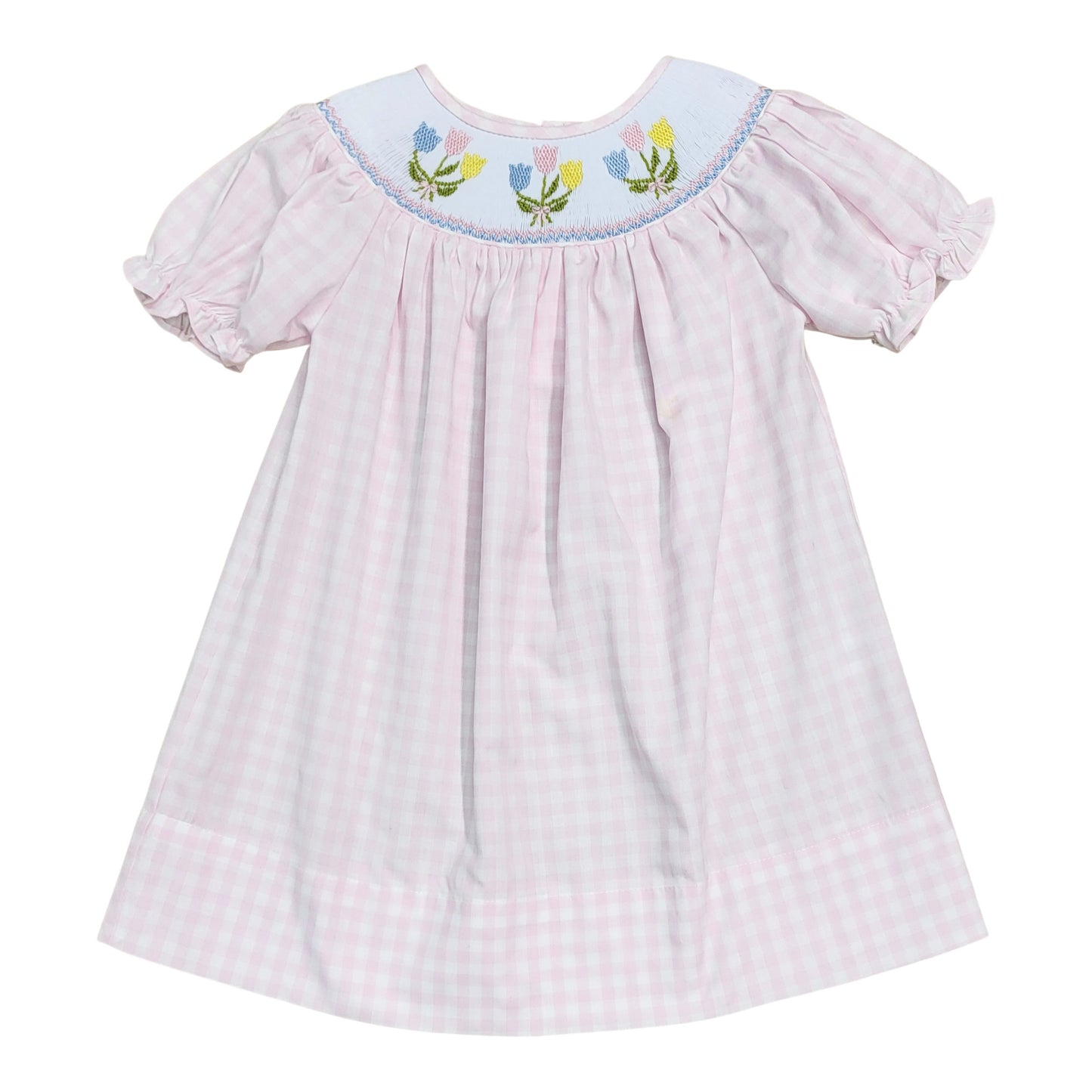 Sweet Dreams Pink Gingham Tulip Smocked Dress