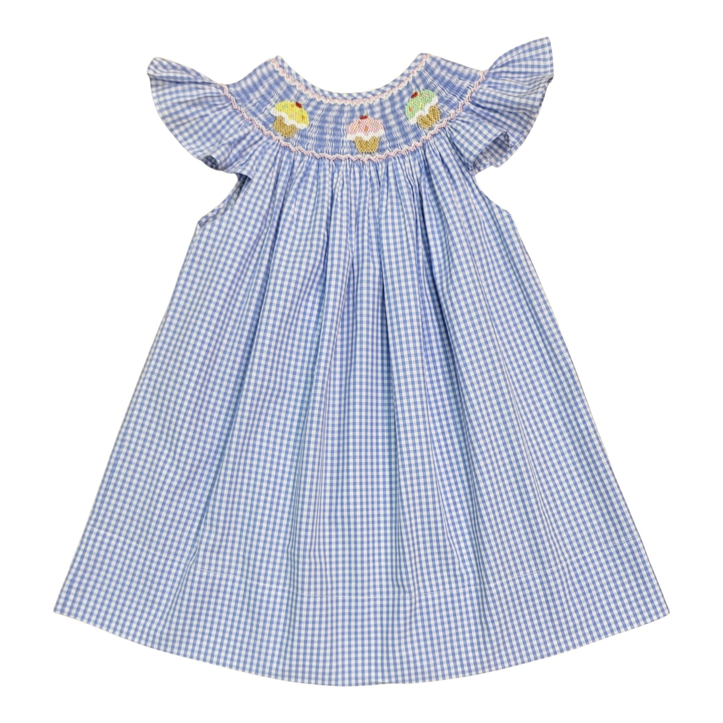 Cupcake Smocked Blue Gingham Dress