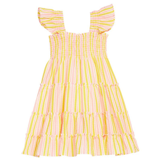 BISBY Twirl Dress- Buttercup Seersucker
