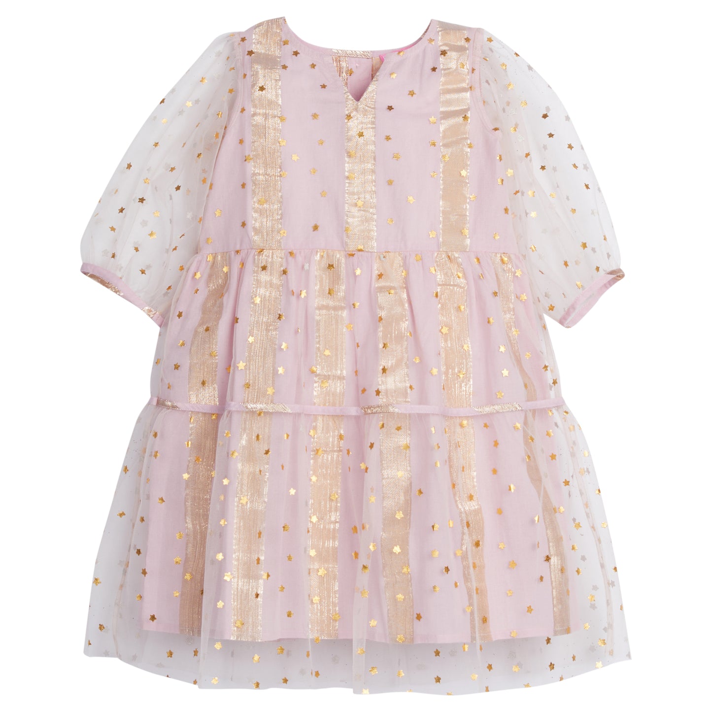 Madaket Dress - Pink Metallic Stars