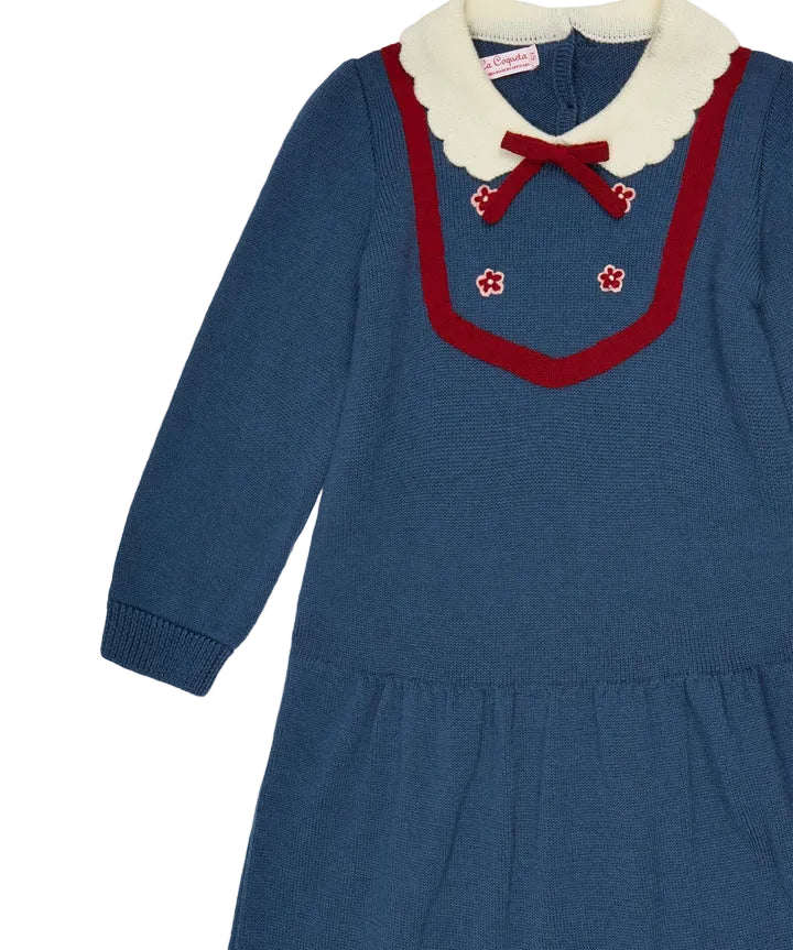La Coqueta Petrol Blue Madena Girl Merino Knitted Dress