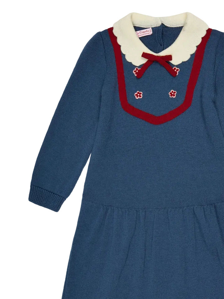 La Coqueta Petrol Blue Madena Girl Merino Knitted Dress