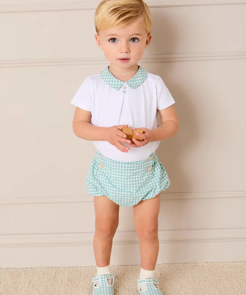 Lucas Check Button Detail Bodysuit in Green