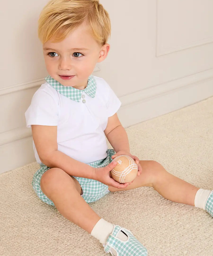 Pepa London Lucas Check Button Detail Bloomers in Green