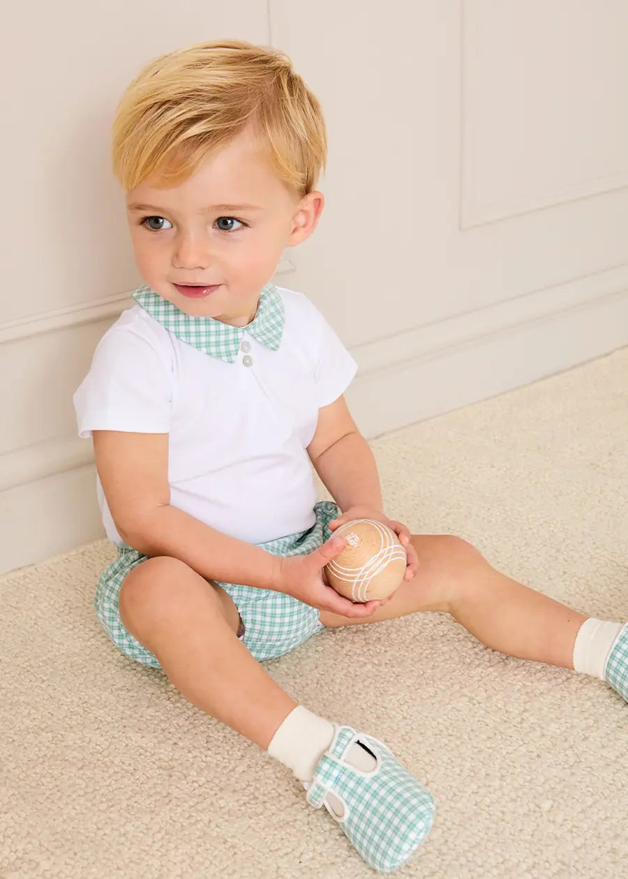 Pepa London Lucas Check Button Detail Bloomers in Green