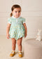 Louisa Floral Hand Smocked Short Sleeve Romper in Blue