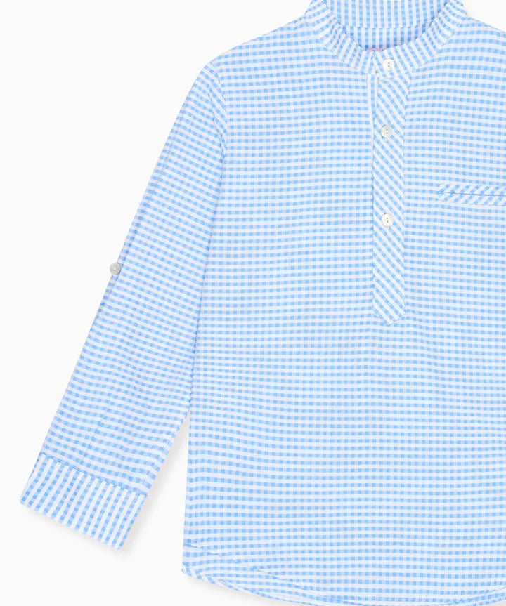 Blue Gingham Mateo Long Sleeve Boy Shirt