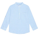 La Coqueta Blue Gingham Mateo Long Sleeve Boy Shirt
