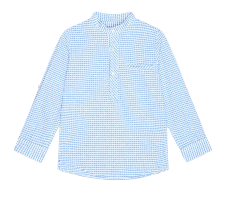 La Coqueta Blue Gingham Mateo Long Sleeve Boy Shirt