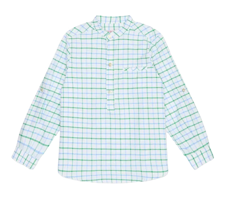 La Coqueta Green Check Mateo Long Sleeve Boy Shirt