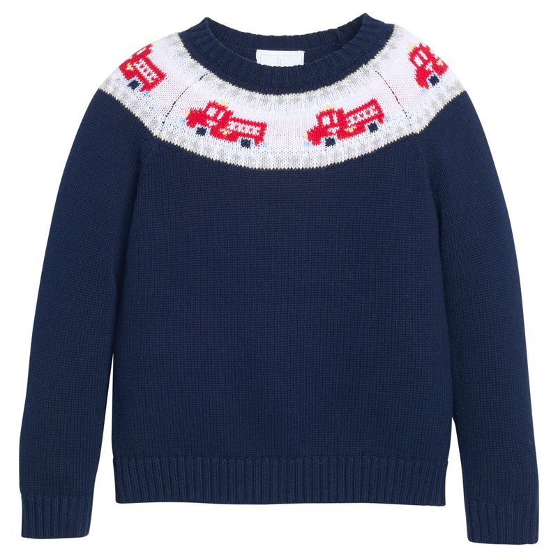 Little English Fire Truck Fair Isle Sweater