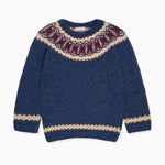 La Coqueta Dark Blue Merino Fair Isle Kids Sweater