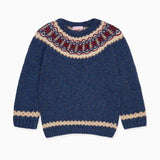 La Coqueta Dark Blue Merino Fair Isle Kids Sweater