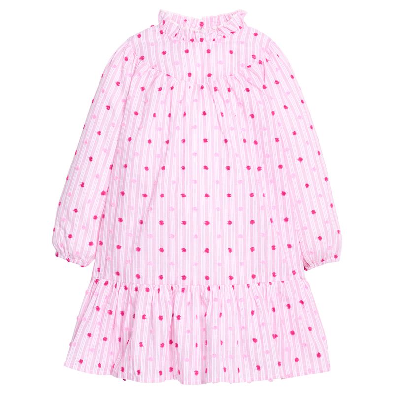 BISBY Jody Dress- Magenta Clip Dot Stripe