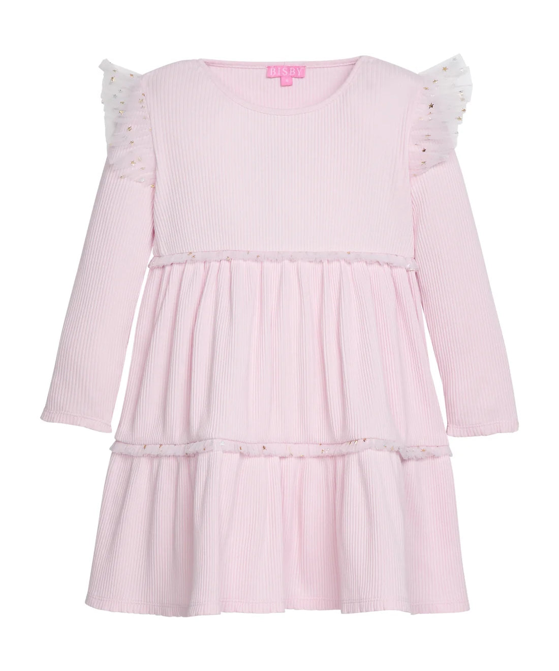 Bisby Mila Dress- Bubblegum and Gold Sparkle Stars