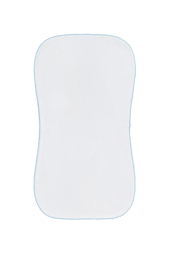 Nellapima Milano Baby Burp Cloth- Blue Picot Trim