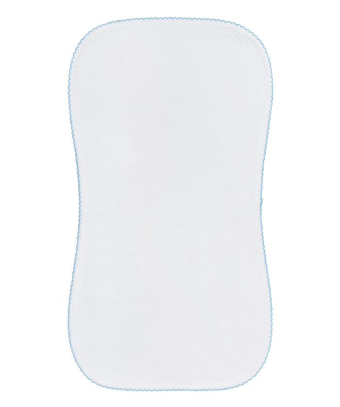Nellapima Milano Baby Burp Cloth- Blue Picot Trim
