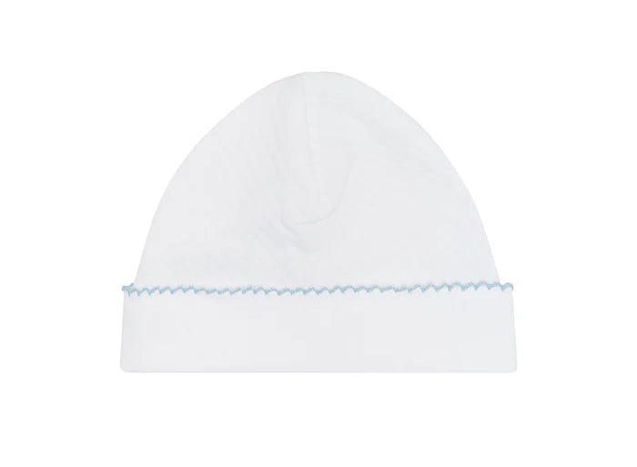 Nellapima Milano Baby Hat- Blue Picot Trim