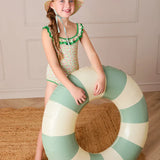 Annie Apple Print Ruffle Detail Swimsuit in Green