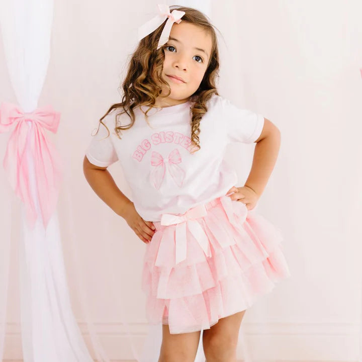 Sweet Wink Big Sister Bow Short Sleeve T-Shirt- Ballet
