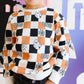 Boo Checkered Halloween Sweatshirt - Natural